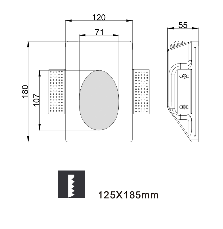 Fira Recessed Trimless Recessed Plaster Wall light