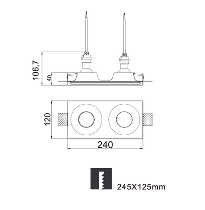 Aristea Double Trimless Recessed Plaster downlight