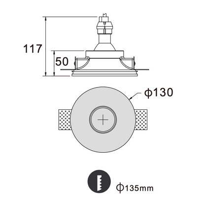 Aris Single Trimless Recessed  Plaster downlight