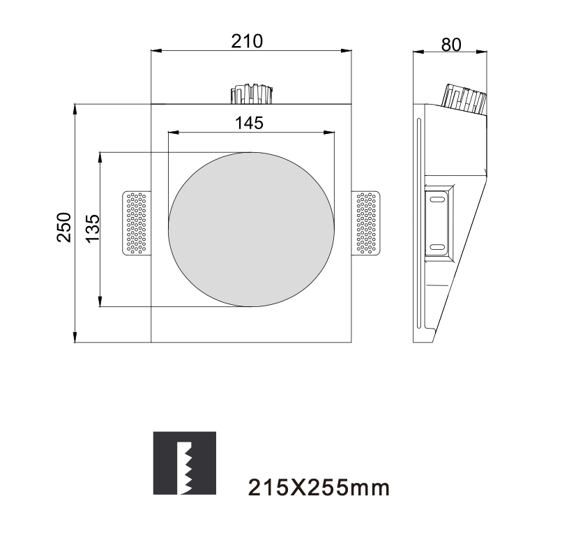 Fira Mega   Recessed Trimless Plaster Wall Light