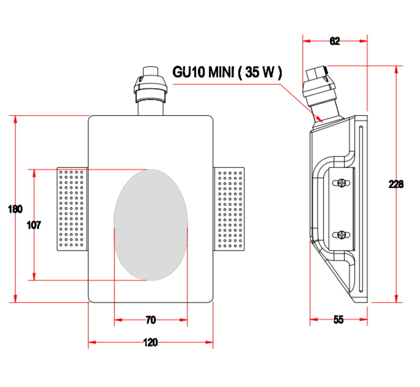 Fira Recessed Trimless Recessed Plaster Wall light